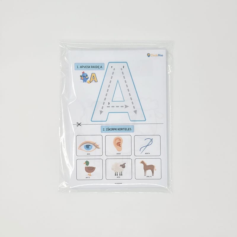 Čikių raidės. Set 1 — 12 letters, 74 printed sheets (Lithuanian)