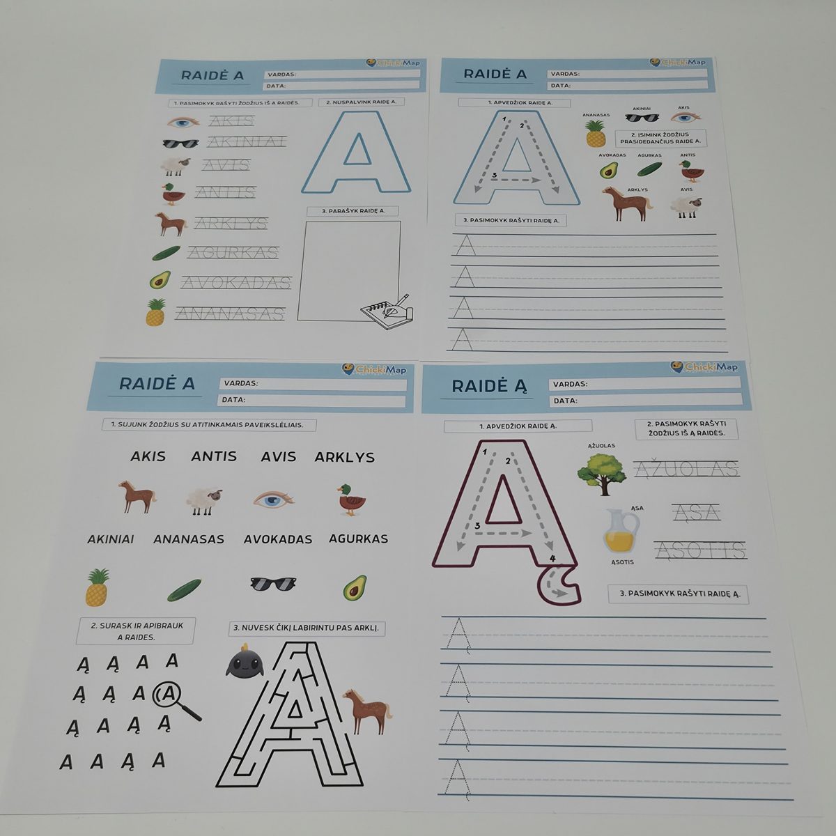 ABĖCĖLĖS RAIDĖS (SPAUSDINTAS RINKINYS)