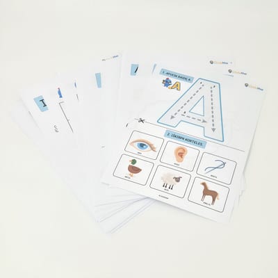 Čikių raidės. Set 1 — 12 letters, 74 printed sheets (Lithuanian)