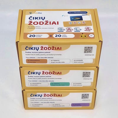 Čikių žodžiai — komplektas (3 dėžutės, visa abėcėlė)